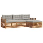 vidaXL Ensemble de canapés d'extérieur 4 pc Gris Naturel et Clair