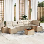 Ensemble de canapé de jardin vidaXL 8 pièces avec coussins en rotin poly beige