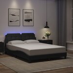 vidaXL Cadre de lit avec LED sans matelas Zadar noir 140x190 cm