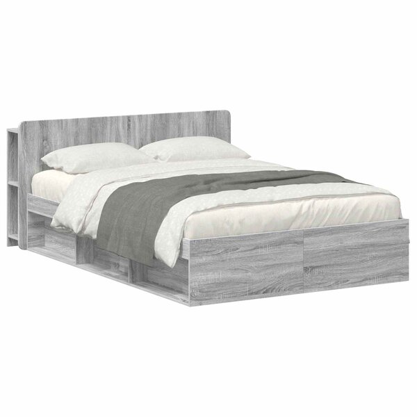 vidaXL Cadre de lit avec rangement Sonoma gris 150 x 200 cm