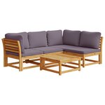 vidaXL Salon de jardin avec coussins 5 Pièces Bois d'acacia solide