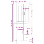 vidaXL Buffet haut Gris béton 69 5x34x180 cm Bois d'ingénierie