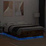 vidaXL Cadre de lit avec lumières LED chêne fumé 150x200 cm