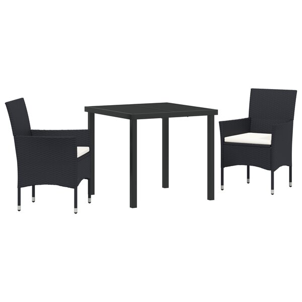 vidaXL Ensemble de jardin 2 pièces noir en poly rotin
