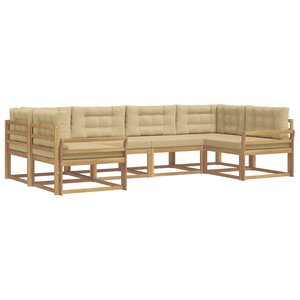 vidaXL Ensemble de canapés d'extérieur 6 pc Blanc et Beige