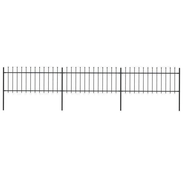 vidaXL Clôture de jardin avec dessus en lance Acier 5 1 x 0 8 m Noir