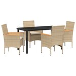vidaXL Ensemble de salle à manger de jardin 5 pièces avec coussins en rotin poly beige