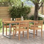 Table de repas extérieure vidaXL Grise 180x90x75 cm en acier et bois d'acacia