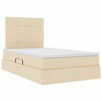 vidaXL Lit de rangement LED avec matelas Crème 120 x 190 cm Tissu