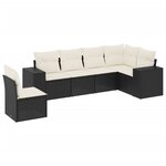 vidaXL Salon de jardin 6 Pièces avec coussins noir résine tressée