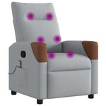 vidaXL Fauteuil de massage inclinable Gris clair Tissu