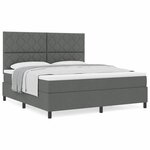 vidaXL Lit à Ressorts avec Matelas Gris Foncé Super King Tissu
