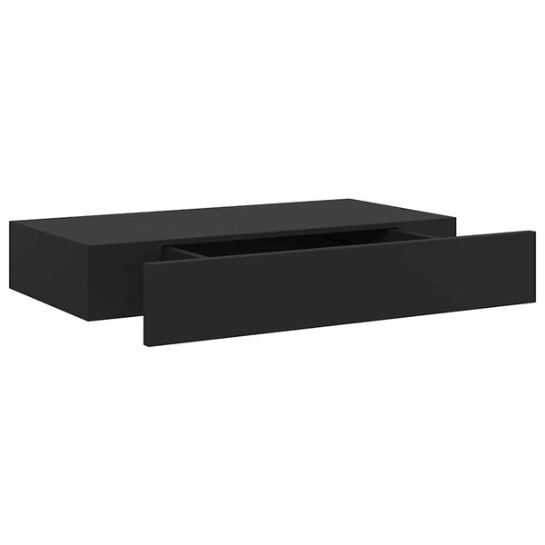 vidaXL Étagère murale flottante avec tiroir Noir 48x25x8 cm