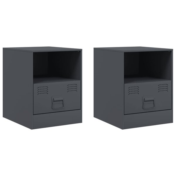 vidaXL Tables de chevet 2 Pièces anthracite 34 5x39x44 cm acier