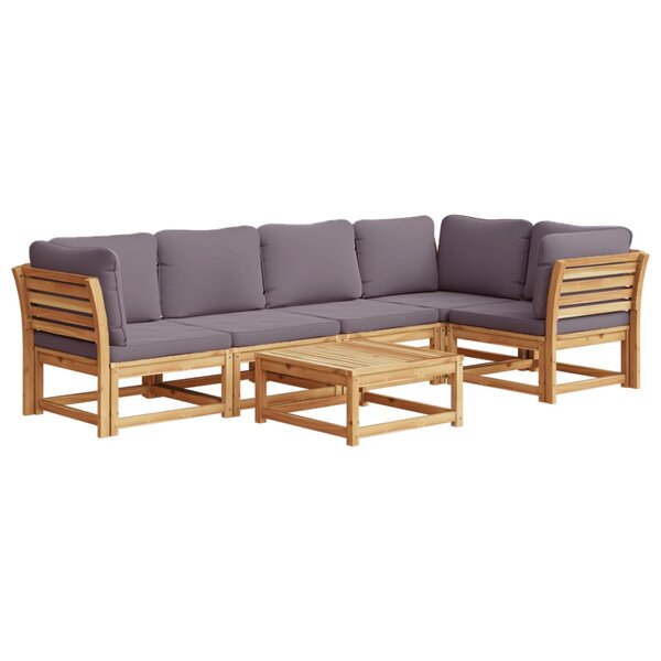 vidaXL Salon de jardin 6 Pièces avec coussins bois d'acacia solide