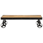 vidaXL Table basse avec roulettes bois de manguier massif 100x55x26 cm
