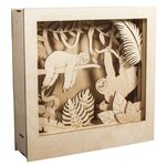 Kit bois  cadre mot.3D Paresseux FSC100  nature  24x24x6 5cm  11 parties  boîte 1kit