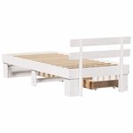 vidaXL Cadre de lit avec tiroir Blanc 90 x 200 cm Bois massif en pin
