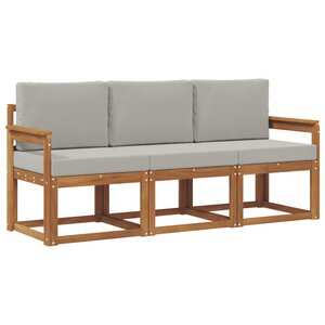 vidaXL Ensemble de canapés d'extérieur 3 pc Gris Naturel et Clair