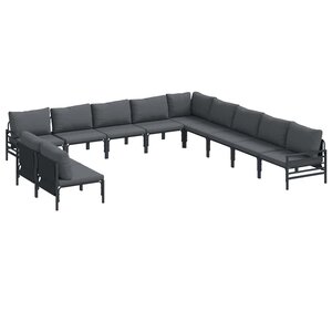 vidaXL Ensemble de canapé de jardin avec coussin 11 Pièces Noir Acier