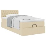 vidaXL Cadre de lit ottoman avec matelas crème 80x200 cm tissu