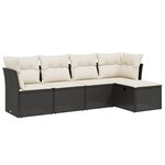 vidaXL Salon de jardin 5 Pièces avec coussins noir résine tressée