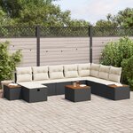 Ensemble de canapés de jardin 9 pièces vidaXL avec coussins en poly rattan noir
