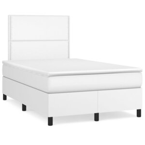vidaXL Sommier à lattes de lit avec matelas Blanc 120x200cm Similicuir