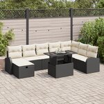vidaXL Ensemble de Canapé de Jardin 9 Pièces avec Coussins Noir Rattan