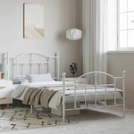 vidaXL Cadre de lit métal sans matelas et pied de lit blanc 100x190 cm