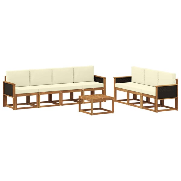 vidaXL Ensemble de canapés d'extérieur 7 pc Naturel et Crème