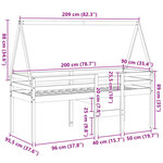 vidaXL Lit haut avec toit cire marron 80x200 cm bois de pin massif