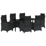 vidaXL Ensemble de salle à manger de jardin de 7 pièces avec coussins en rattan poly noir