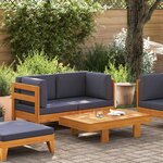 vidaXL Salon de jardin 2 Pièces avec coussins gris foncé Bois d'acacia