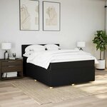 vidaXL Sommier à lattes de lit avec matelas Noir 140x190 cm Tissu