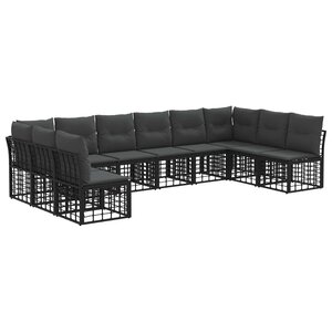 vidaXL Ensemble de canapés d'extérieur Noir Polyester