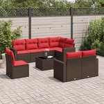vidaXL Salon de jardin avec coussins 9 Pièces marron résine tressée