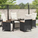 vidaXL Ensemble de salle à manger pour jardin 5 Pièces Noir Poly rotin