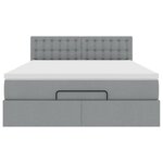 vidaXL Lit ottoman avec matelas et LED gris clair 140x190 cm tissu