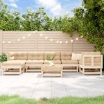 vidaXL Salon de jardin 8 Pièces avec coussins bois massif