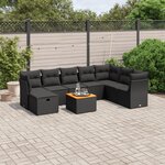 vidaXL Salon de jardin 9 Pièces avec coussins noir résine tressée