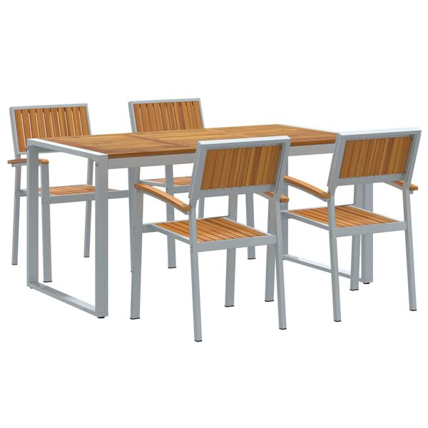 vidaXL Ensemble de salle à manger pour jardin 5 Pièces Gris et marron