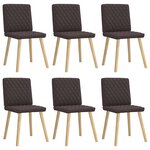 vidaXL Chaises à manger lot de 6 marron foncé tissu