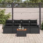 vidaXL Ensemble de canapé de jardin 5 Pièces Noir