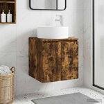 vidaXL Meuble de lavabo mural Chêne fumé 49 5 x 44 5 x 65 5 cm