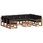 vidaXL Ensemble de canapés d'extérieur 10 pc Naturel et Noir