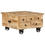vidaXL Table basse Bois de manguier brut 70 x 70 x 40 cm