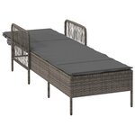 vidaXL Chaise longue avec coussin Gris 157 x 55 x 92cm polyrotin