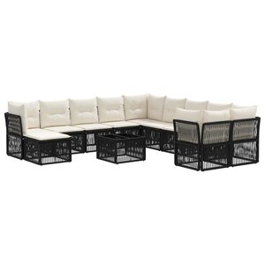 vidaXL Ensemble de canapé de jardin 12 Pièces Noir polyrotin