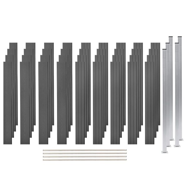 vidaXL Ensemble de clôture WPC 4 Carré 699x187 cm Gris